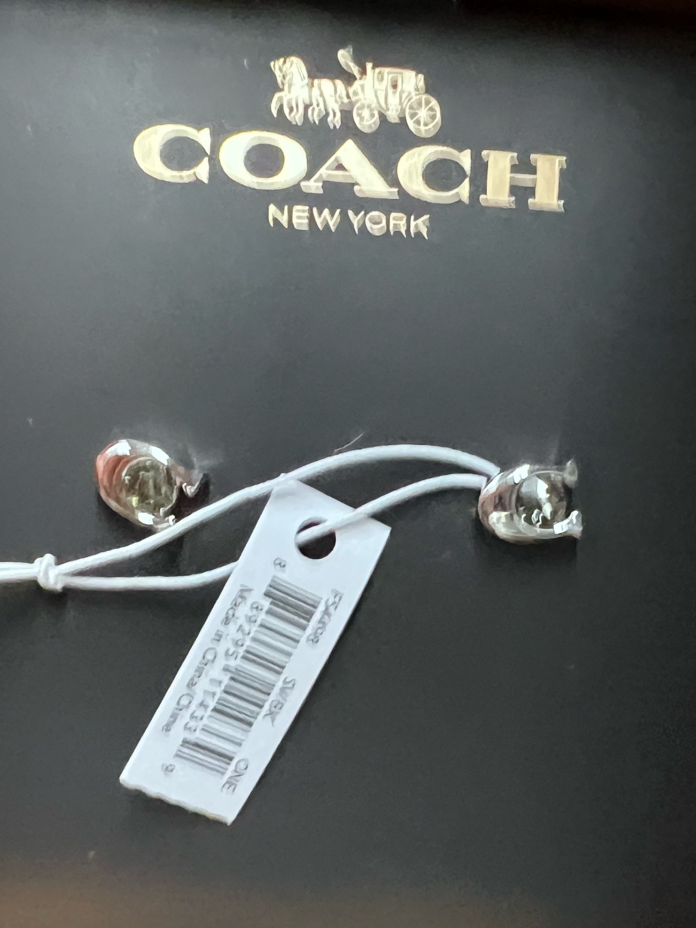 NWT Coach Signature C Crystal Stud Earrings Silver Black Box Included - Picture 4 of 7